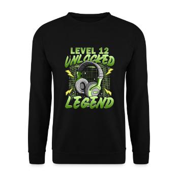Birthday Gamer Level 12 Unlocked 12 Birthday - Unisex Sweatshirt - black - Front - Alina (178cm) & Michal (187cm)