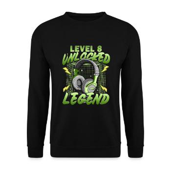 Birthday Gamer Level 8 Unlocked 8 Birthday - Unisex Sweatshirt - black - Front - Alina (178cm) & Michal (187cm)