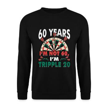 60. Geburtstag Darts Geschenk 60 Ehrentag Männer - Unisex Pullover - Schwarz - Vorne - Alina (178cm) & Michal (187cm)