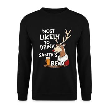 Pull de Noël laid Noël Noël Père Noël Bière - Sweat-shirt Unisexe - noir - Devant - Alina (178cm) & Michal (187cm)