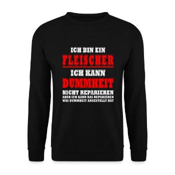 Fleisch Sprüche Fleischer Fleischesser Spruch - Unisex Pullover - Schwarz - Vorne - Alina (178cm) & Michal (187cm)