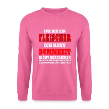 Dicton sur la viande Boucher Mangeur de viande Dicton - Sweat-shirt Unisexe - rose - Devant