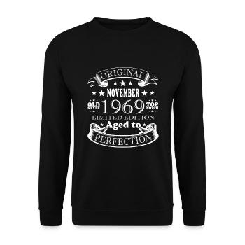 Born November 1969 Anniversary November 1969 - Unisex Sweatshirt - black - Front - Alina (178cm) & Michal (187cm)