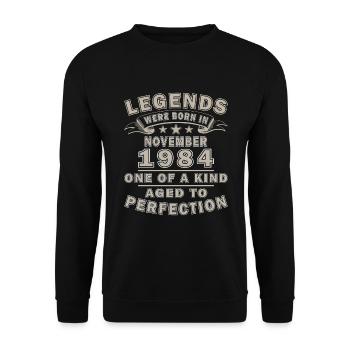 Anniversaire Novembre 1984 Cadeau Novembre 1984 - Sweat-shirt Unisexe - noir - Devant - Alina (178cm) & Michal (187cm)