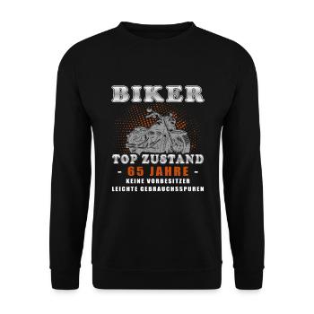 65 Birthday Man Biker 65 Years Motorcycle - Unisex Sweatshirt - black - Front - Alina (178cm) & Michal (187cm)