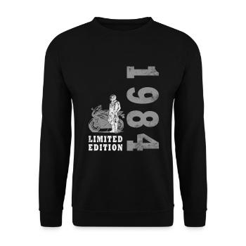 1984 Vintage Moto Motard Anniversaire Né 198 - Sweat-shirt Unisexe - noir - Devant - Alina (178cm) & Michal (187cm)