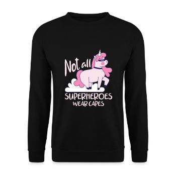 Licorne Super-héros Chemise Design Licorne Cadeau - Sweat-shirt Unisexe - noir - Devant - Alina (178cm) & Michal (187cm)