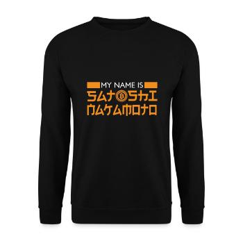 bitcoin original satoshi nakamoto Geschenk - Unisex Pullover - Schwarz - Vorne - Alina (178cm) & Michal (187cm)