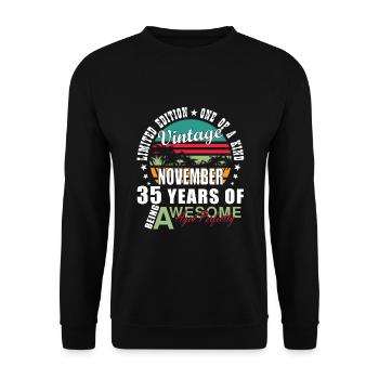 Millésime 35ème Anniversaire Novembre 1989 - Sweat-shirt Unisexe - noir - Devant - Alina (178cm) & Michal (187cm)