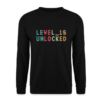 Level 18 Unlocked 18th Birthday Gamer - Unisex Sweatshirt - black - Front - Alina (178cm) & Michal (187cm)