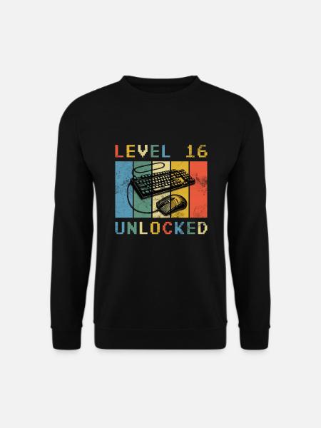 16.Geburtstag - 16 jahre level 16 freigeschaltet - Unisex Pullover - Schwarz