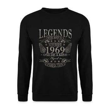 Novembre 1969 - Novembre 1969 Cadeau d’anniversaire - Sweat-shirt Unisexe - noir - Devant - Alina (178cm) & Michal (187cm)