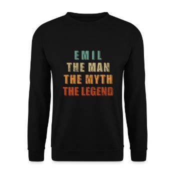 Emil Der Mann Der Mythos Die Legende - Unisex Pullover - Schwarz - Vorne - Alina (178cm) & Michal (187cm)
