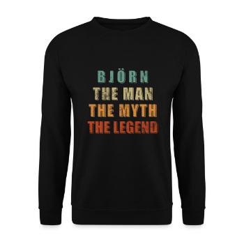 Björn Mann Mythos Legende - Unisex Pullover - Schwarz - Vorne - Alina (178cm) & Michal (187cm)