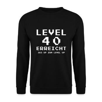 Herren 40. Geburtstag Level 40 freigeschaltet - Unisex Pullover - Schwarz - Vorne - Alina (178cm) & Michal (187cm)
