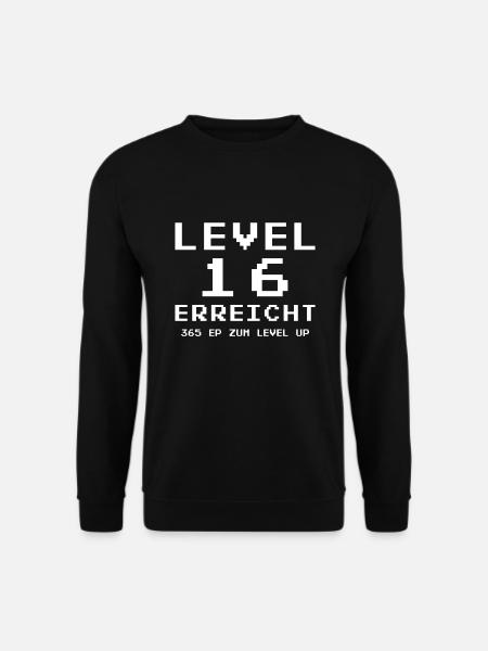 Level 16 erreicht 16. Geburtstag Gamer Gaming - Unisex Pullover - Schwarz