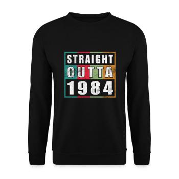 Straight Outta 1984 - Unisex Pullover - Schwarz - Vorne - Alina (178cm) & Michal (187cm)