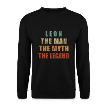 Leon Name Spruch Geschenk - Unisex Pullover - Schwarz - Vorne - Alina (178cm) & Michal (187cm)