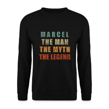 Marcel Nom Prénom Cadeau d’anniversaire - Sweat-shirt Unisexe - noir - Devant - Alina (178cm) & Michal (187cm)