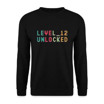 Level 12 Unlocked Zocker 12 Geburtstag Geschenk - Unisex Pullover - Schwarz - Vorne - Alina (178cm) & Michal (187cm)