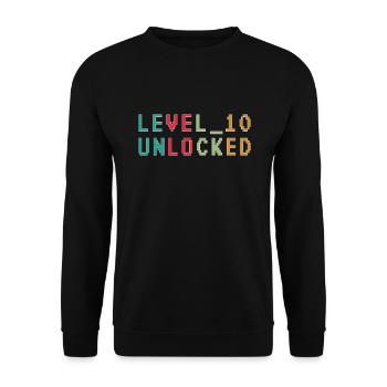 Level 10 Unlocked Gamer 10 Birthday Gift - Unisex Sweatshirt - black - Front - Alina (178cm) & Michal (187cm)