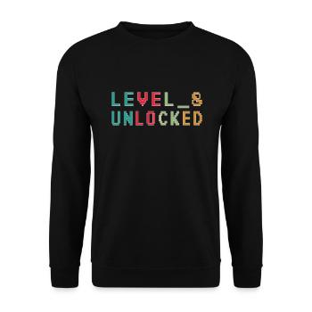 Level 8 Unlocked Zocker 8 Geburtstag Geschenk - Unisex Pullover - Schwarz - Vorne - Alina (178cm) & Michal (187cm)