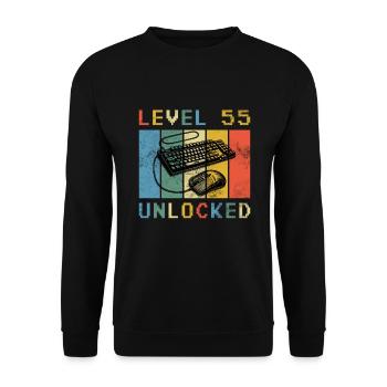 Level 55 Unlocked 55 Geburtstag - Unisex Pullover - Schwarz - Vorne - Alina (178cm) & Michal (187cm)