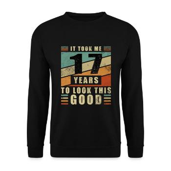 17 ans Idée cadeau Humour Anniversaire - Sweat-shirt Unisexe - noir - Devant - Alina (178cm) & Michal (187cm)