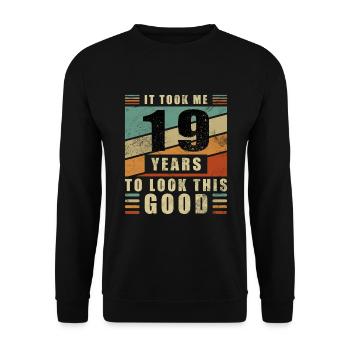 19 ans Idée Cadeau Humour Anniversaire - Sweat-shirt Unisexe - noir - Devant - Alina (178cm) & Michal (187cm)