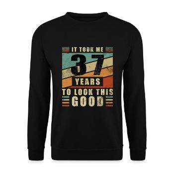 37th Birthday Gift Wife Good Looking Saying - Unisex Sweatshirt - black - Front - Alina (178cm) & Michal (187cm)