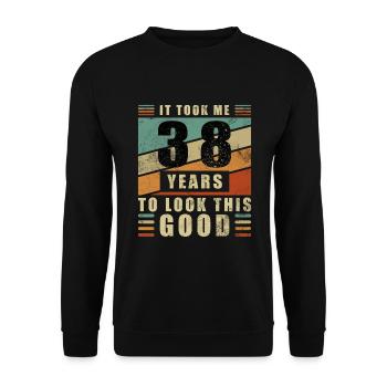 38. Geburtstag - Unisex Pullover - Schwarz - Vorne - Alina (178cm) & Michal (187cm)