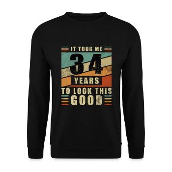 34th Birthday 34 Years So Good Look Gift - Unisex Sweatshirt - black - Front - Alina (178cm) & Michal (187cm)