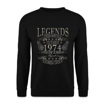 Décembre 1974 Jubilé 1974 Légendes Décembre - Sweat-shirt Unisexe - noir - Devant - Alina (178cm) & Michal (187cm)