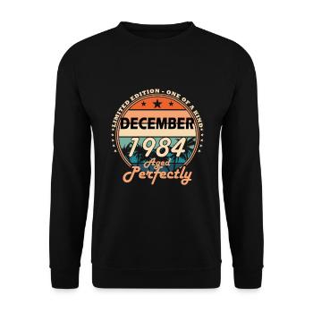 Millésime 1984 Décembre Rétro Cadeau d’Anniversaire - Sweat-shirt Unisexe - noir - Devant - Alina (178cm) & Michal (187cm)