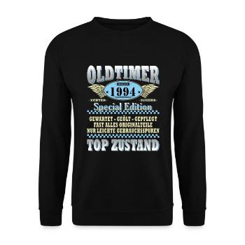 30. Geburtstag Oldtimer Dezember Jahrgang 1994 - Unisex Pullover - Schwarz - Vorne - Alina (178cm) & Michal (187cm)