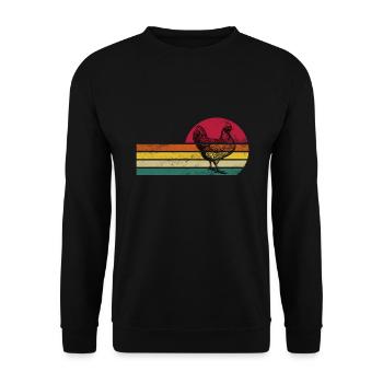 Landwirt Landwirte Huhn Hühner Spruch - Unisex Pullover - Schwarz - Vorne - Alina (178cm) & Michal (187cm)