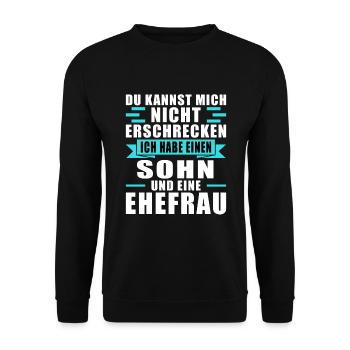 Papa 1 Sohn Papa von 1 Sohn Geschenk - Unisex Pullover - Schwarz - Vorne - Alina (178cm) & Michal (187cm)