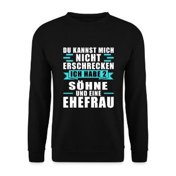 Papa 2 Söhne Papa von 2 Söhnen Geschenk - Unisex Pullover - Schwarz - Vorne - Alina (178cm) & Michal (187cm)