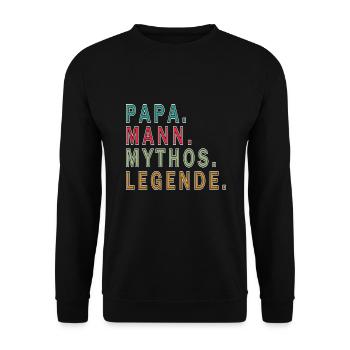 Vater Papa Mythos Vatertag - Unisex Pullover - Schwarz - Vorne - Alina (178cm) & Michal (187cm)