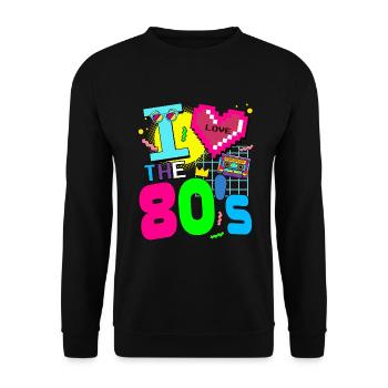 Love 80s - Unisex Pullover - Schwarz - Vorne - Alina (178cm) & Michal (187cm)