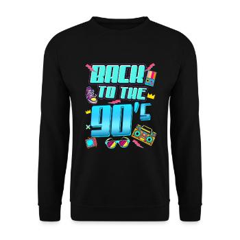 Back to the 90s retro 90s outfit 90s - Unisex Sweatshirt - black - Front - Alina (178cm) & Michal (187cm)