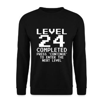 24e anniversaire Gamer niveau 24 ans cadeau - Sweat-shirt Unisexe - noir - Devant - Alina (178cm) & Michal (187cm)