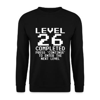 26th Birthday Level 26 Gift - Unisex Sweatshirt - black - Front - Alina (178cm) & Michal (187cm)