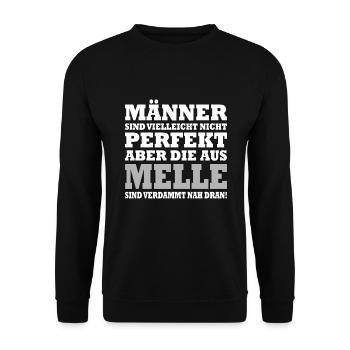 Stadt Melle Deutschland Legende Spruch - Unisex Pullover - Schwarz - Vorne - Alina (178cm) & Michal (187cm)