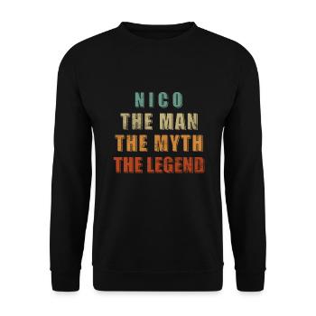 Nico First Name - The Man. The myth. The legend. - Unisex Sweatshirt - black - Front - Alina (178cm) & Michal (187cm)