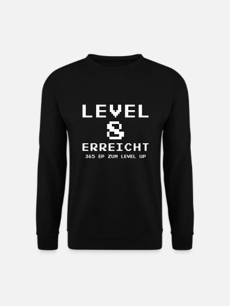 Level 8 erreicht 8. Geburtstag Gamer Gaming - Unisex Pullover - Schwarz