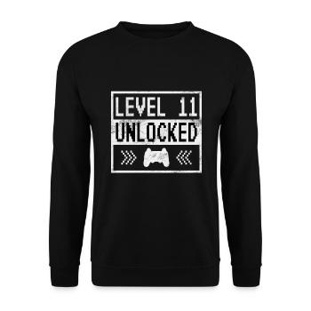 LEVEL 11 UNLOCKED - Unisex Sweatshirt - black - Front - Alina (178cm) & Michal (187cm)