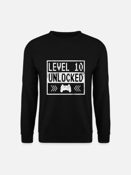 Kinder Level 10 Unlocked Geburtstagsshirt Gamer - Unisex Pullover - Schwarz