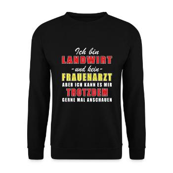 Landwirt und kein Frauenarzt - Unisex Pullover - Schwarz - Vorne - Alina (178cm) & Michal (187cm)