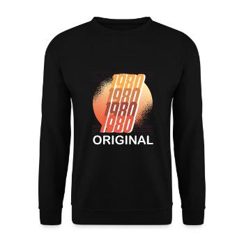 Anniversaire 1980 Vintage Vintage 45 ans - Sweat-shirt Unisexe - noir - Devant - Alina (178cm) & Michal (187cm)
